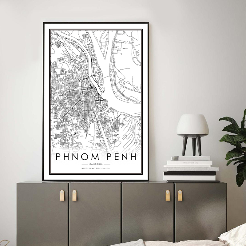 Home Office Minimalist - Pôster de Mapa da Cidade de