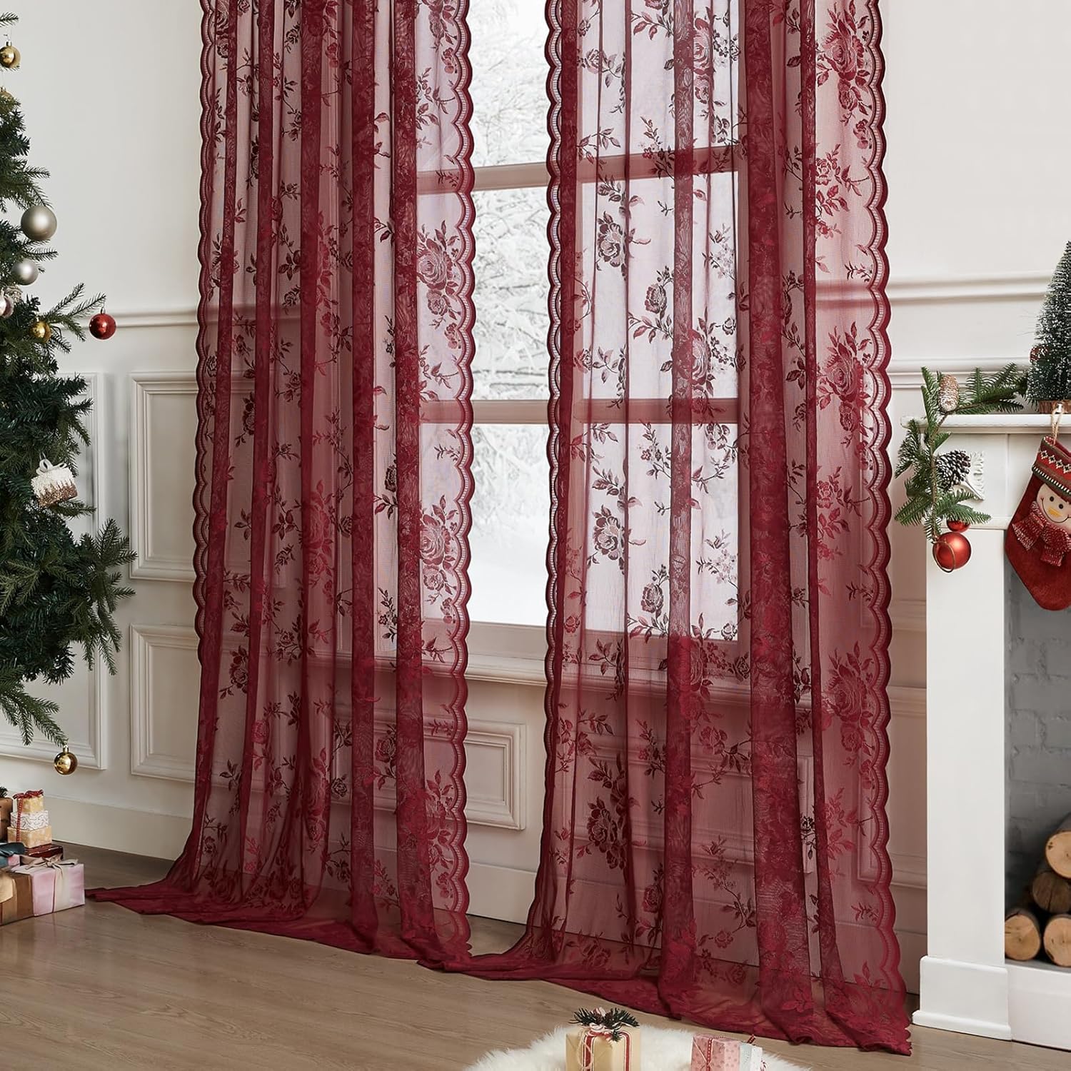 1 pc borgonha cortinas de rend - Home Office Pc avaliação e preço